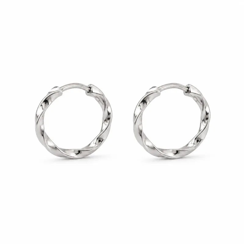 Silver Twisted Braided Hoop Earrings DS4966