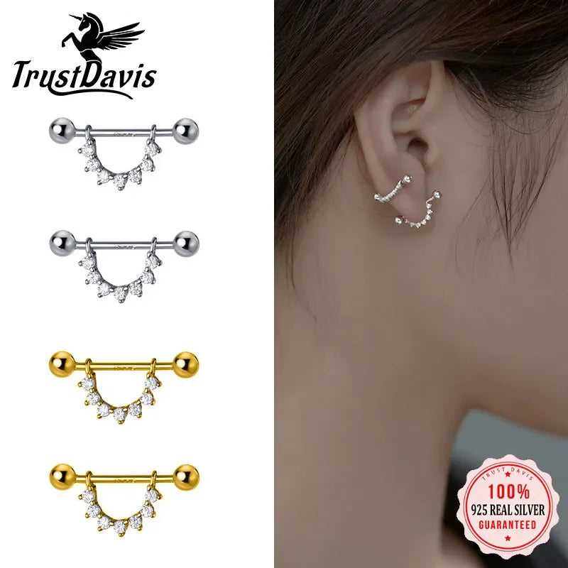 Sweet U Shape Dazzling Screw Earring DB1452