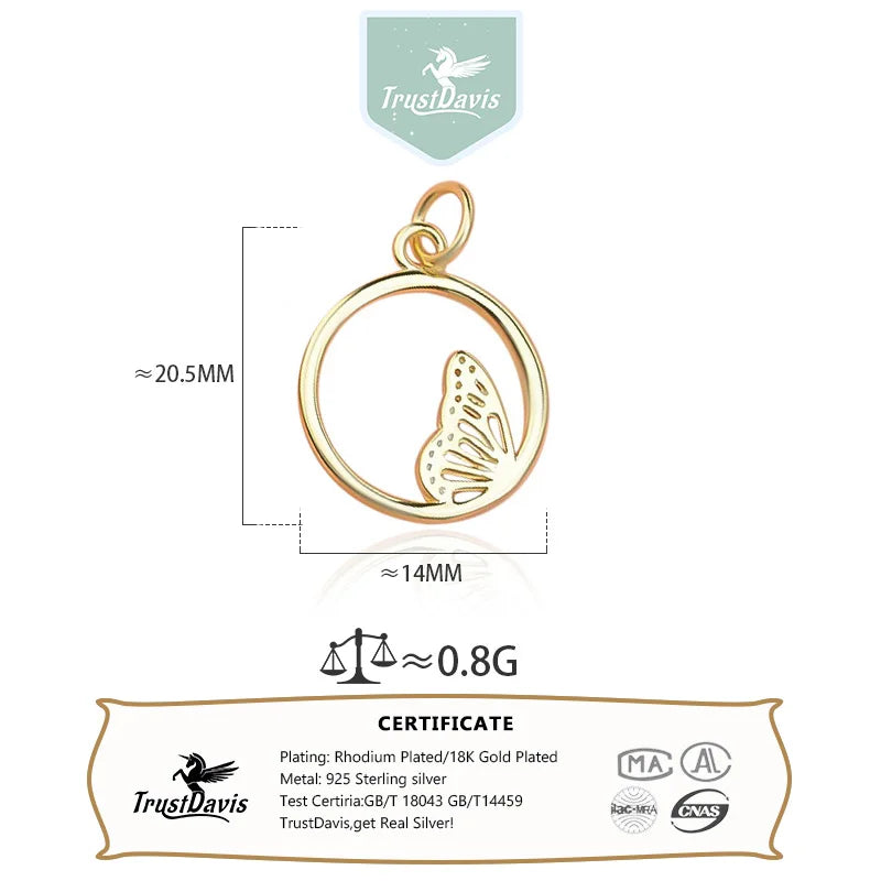 Fashion Round Butterfly Charm Pendant Handmade HY088