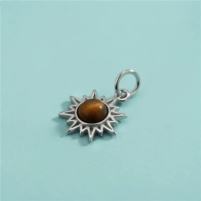 Tiger Eye Stone Sun Charm Pendant DZ1738