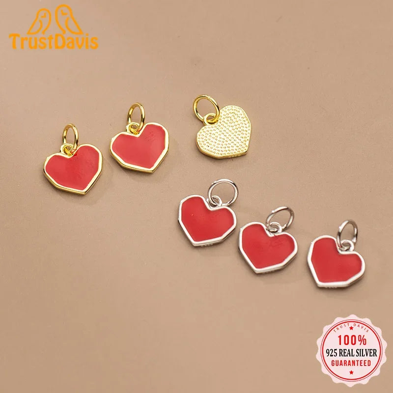 Red Heart Charm Pendant Handmade DIY Accessories HY298