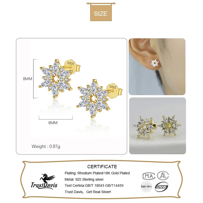 Snow Flower Zircon Shiny Stud Earrings L134