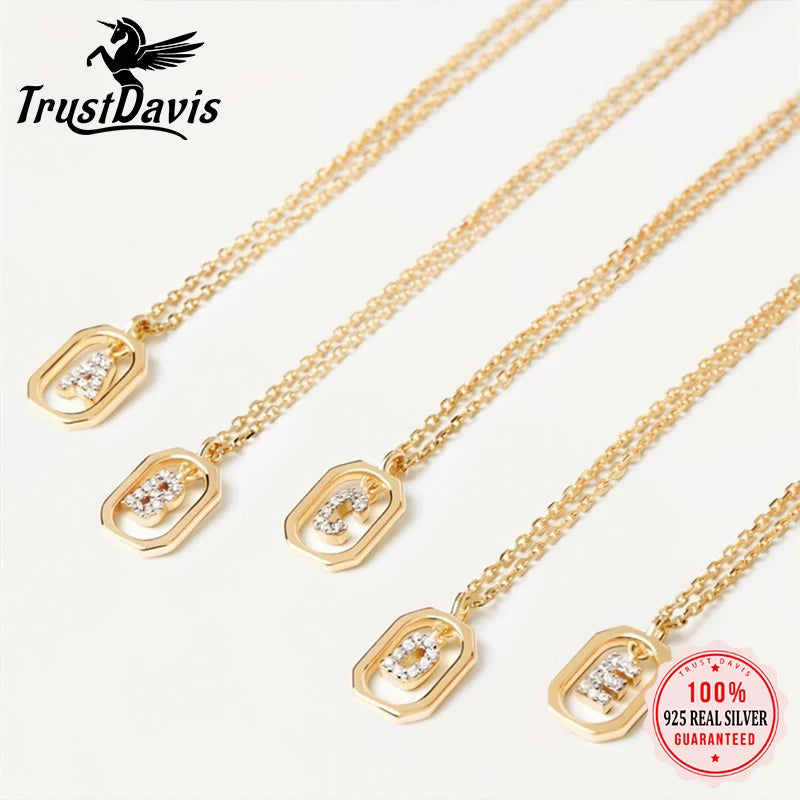 Square Hollow 26 Letter Necklace DS4772