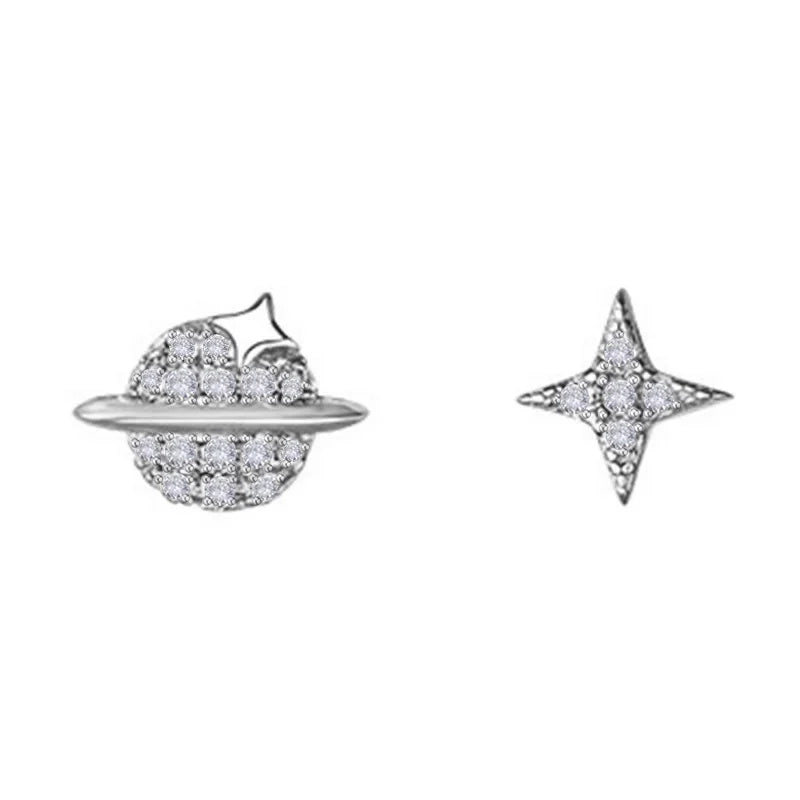 Asymmetric Planet Star Stud Earrings DA629