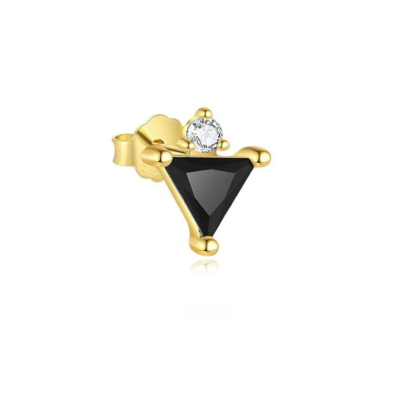 Fashion Black Triangular Single Stacked Earring  DS4743