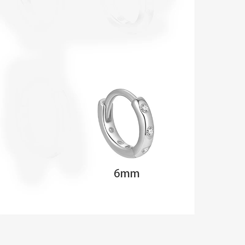 TrustDavis Real 925 Sterling Silver Women's Fashion Simple Zirconia Hoop Earrings for Women Girls Gift Fine Jewelry DS4711