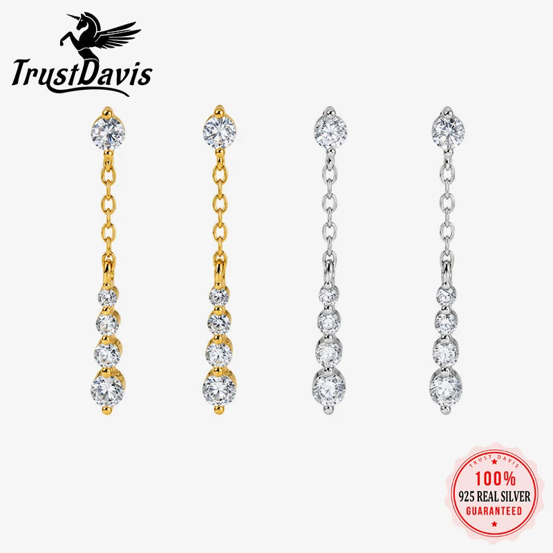 Tassel Zircon Stud Earrings for Women Daily Wear Jewelry Gift DS4981