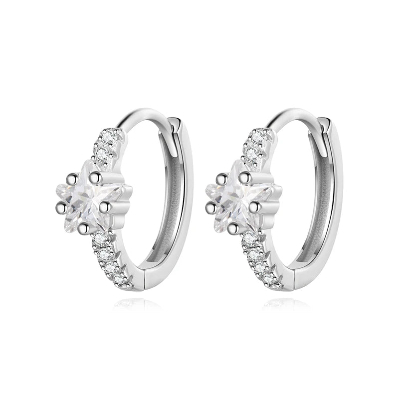 TrustDavis Genuine 925 Sterling Silver Minimalist Office Star Hoop Earrings for Women Men Girls Anniversary Fine Jewelry DA3213