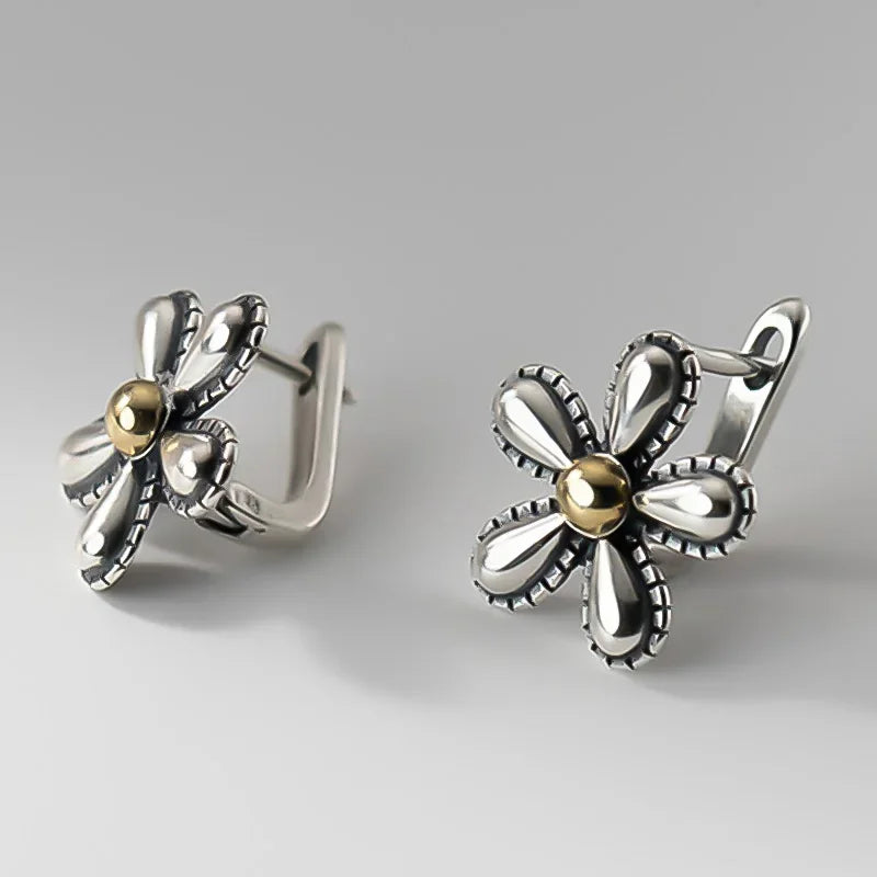 TrustDavis Real 925 Sterling Silver Retro Sweet Flower Earrings for Daughter Mother‘s Day Birthday Gift Fine Jewelry DS3634