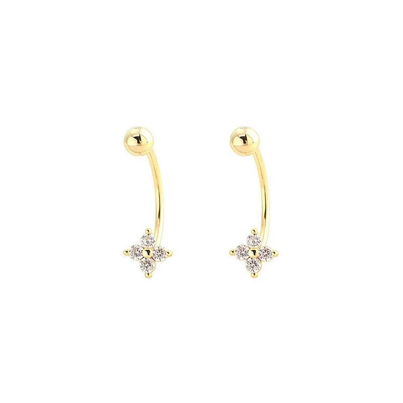 Four Leaf Clover Earring Multicolor Cubic Zircon Screw Earrings DS5006