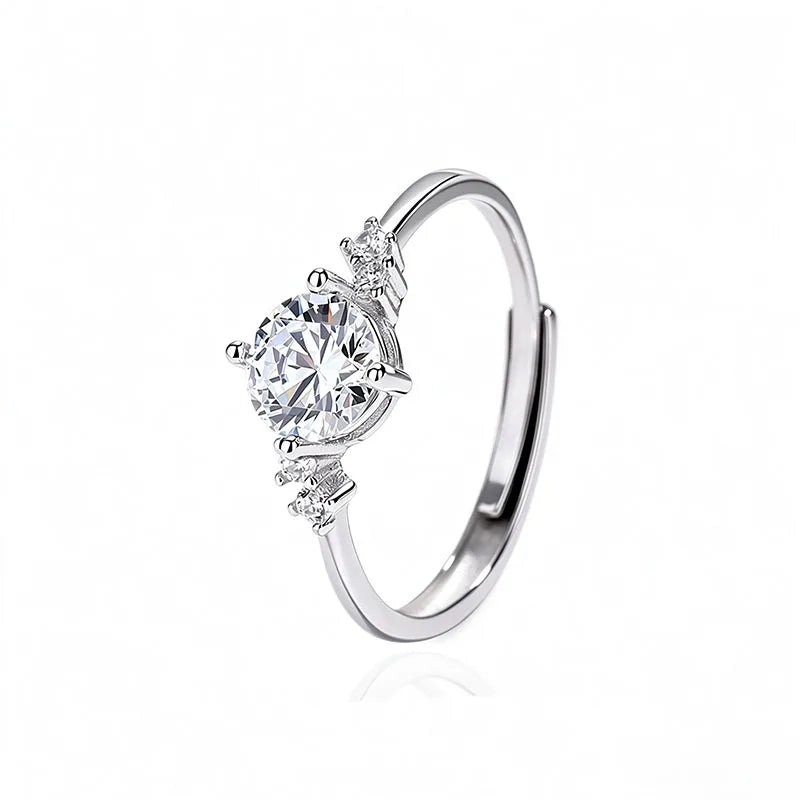 Silver 1ct Four-Prong Moissanite Wedding Ring DS5017