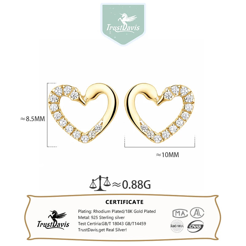 Hollow Heart Earring Minimalist Pave CZ Stud Earrings DS4994