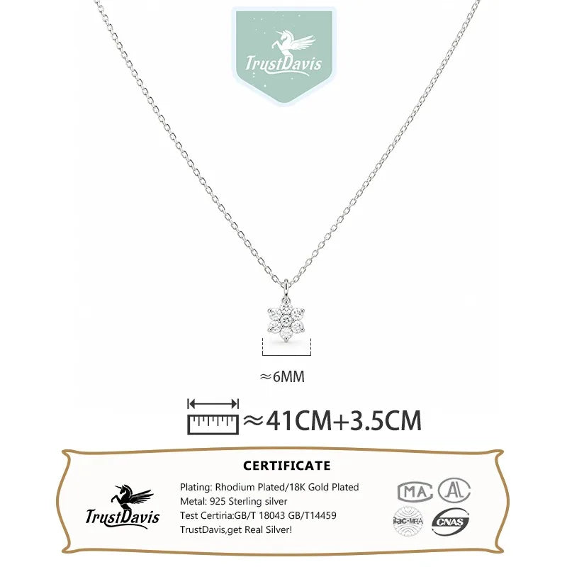Fashion and Simple Flower Zircon Pendant Necklace for Women DS4973