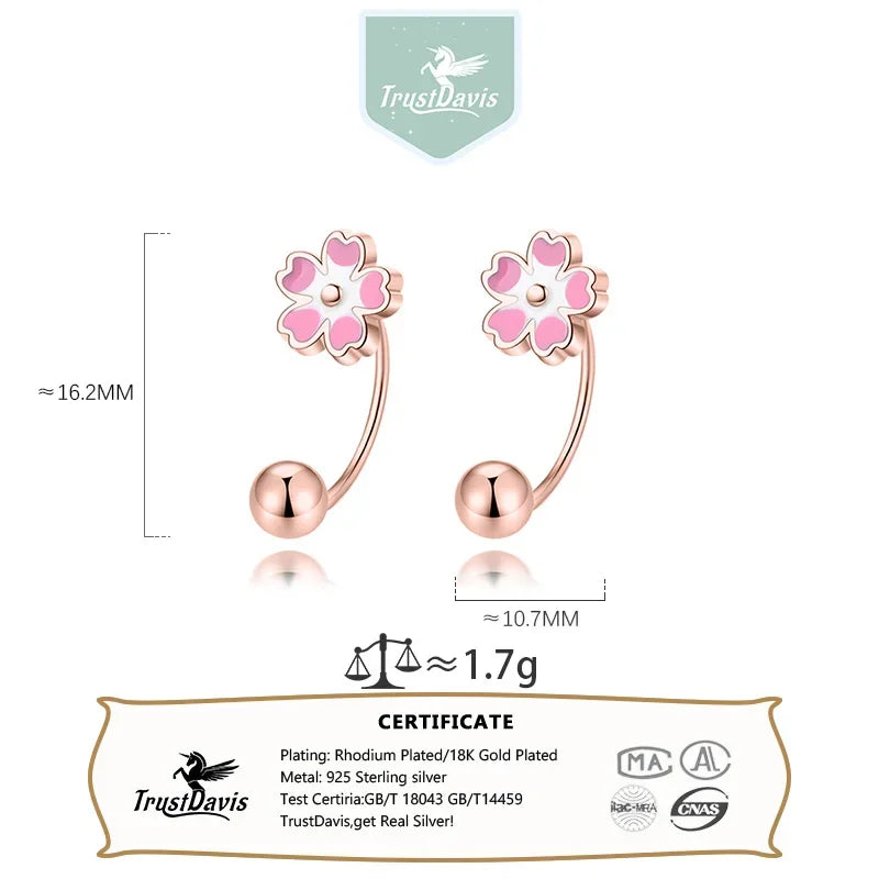 925 Sterling Silver Cute Flower Stud Earrings DS3950