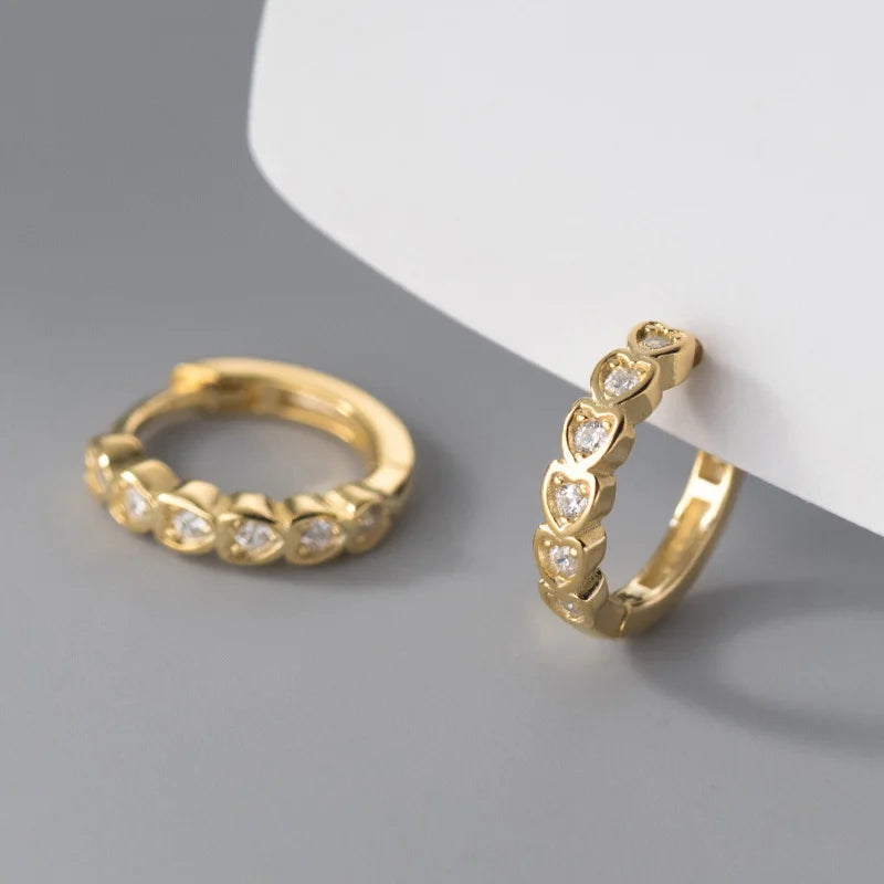 TrustDavis 2023 New 925 Sterling Silver Women Sweet Heart CZ Hoop Earrings for Girls Wedding Party Fine S925 Jewelry DS3874