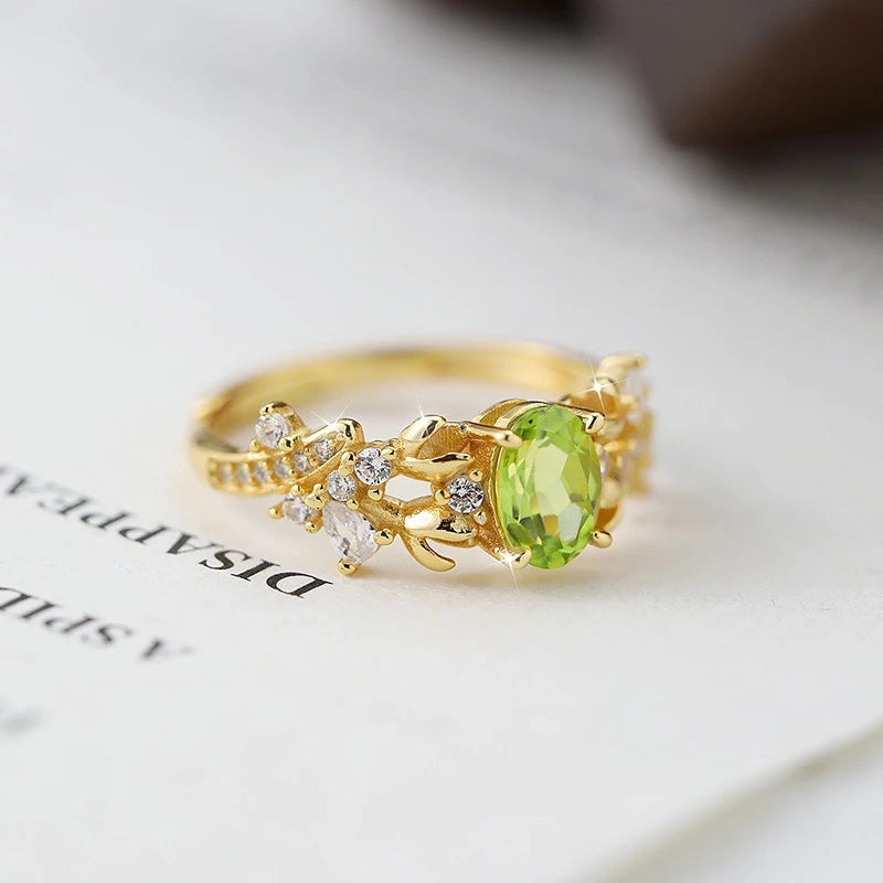 TrustDavis 925 Sterling Silver Women's  Fashion Sweet Bauhinia Natural Crystal Stone Ring for Women Girls Jewelry Gift DS4421