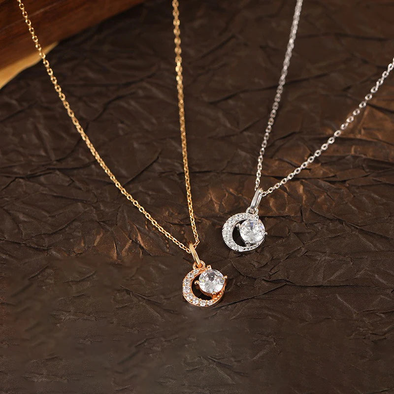 Moon Zircon Pendant Necklace DS4854