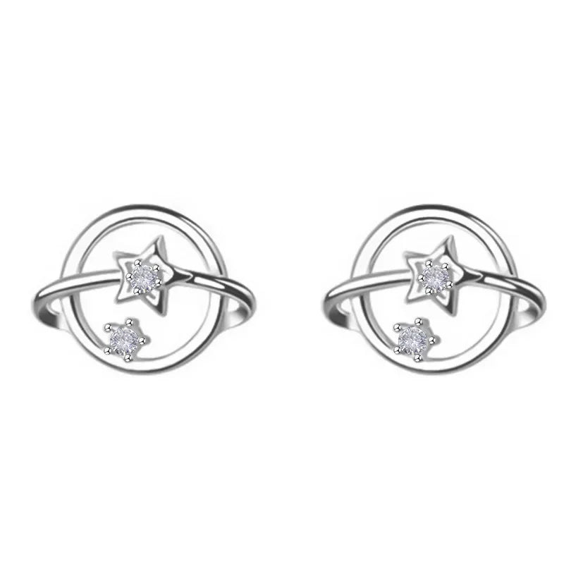 Asymmetric Planet Star Stud Earrings DA629