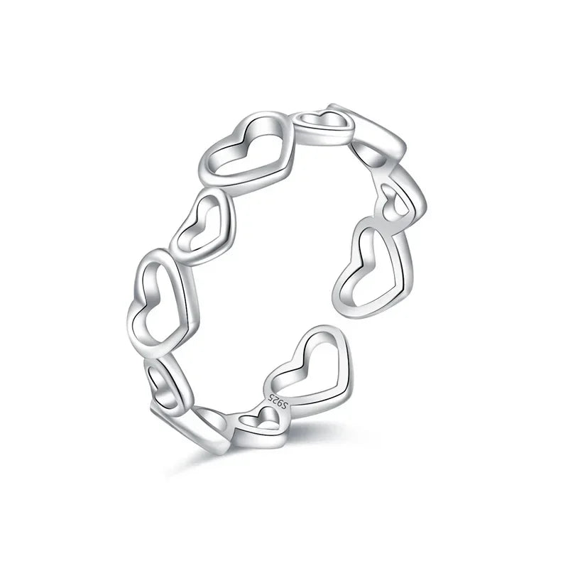 Heart Love Opening Rings For Women Wedding Party Gift Fine Jewelry DG0170