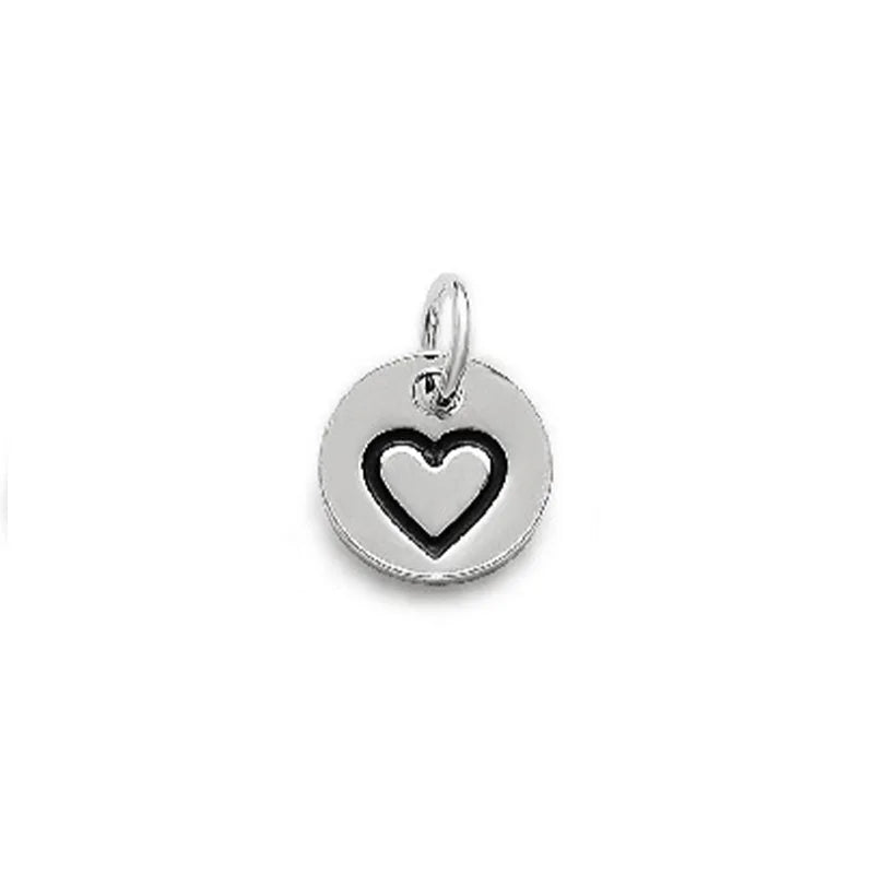TrustDavis Fashion Real 925 Sterling Silver Mini Round Heart Charms Pendant For Bracelet Necklace DIY Accessories Jewelry HY084