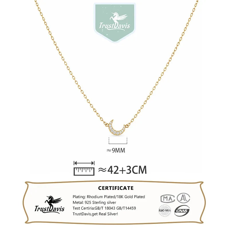 Silver Moon Zircon Pendant Necklace for Women DS4974