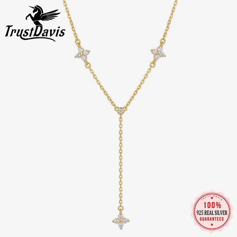 Flower Tassel Zircon Necklace for Women Daily Wear Jewelry Gift DS4987