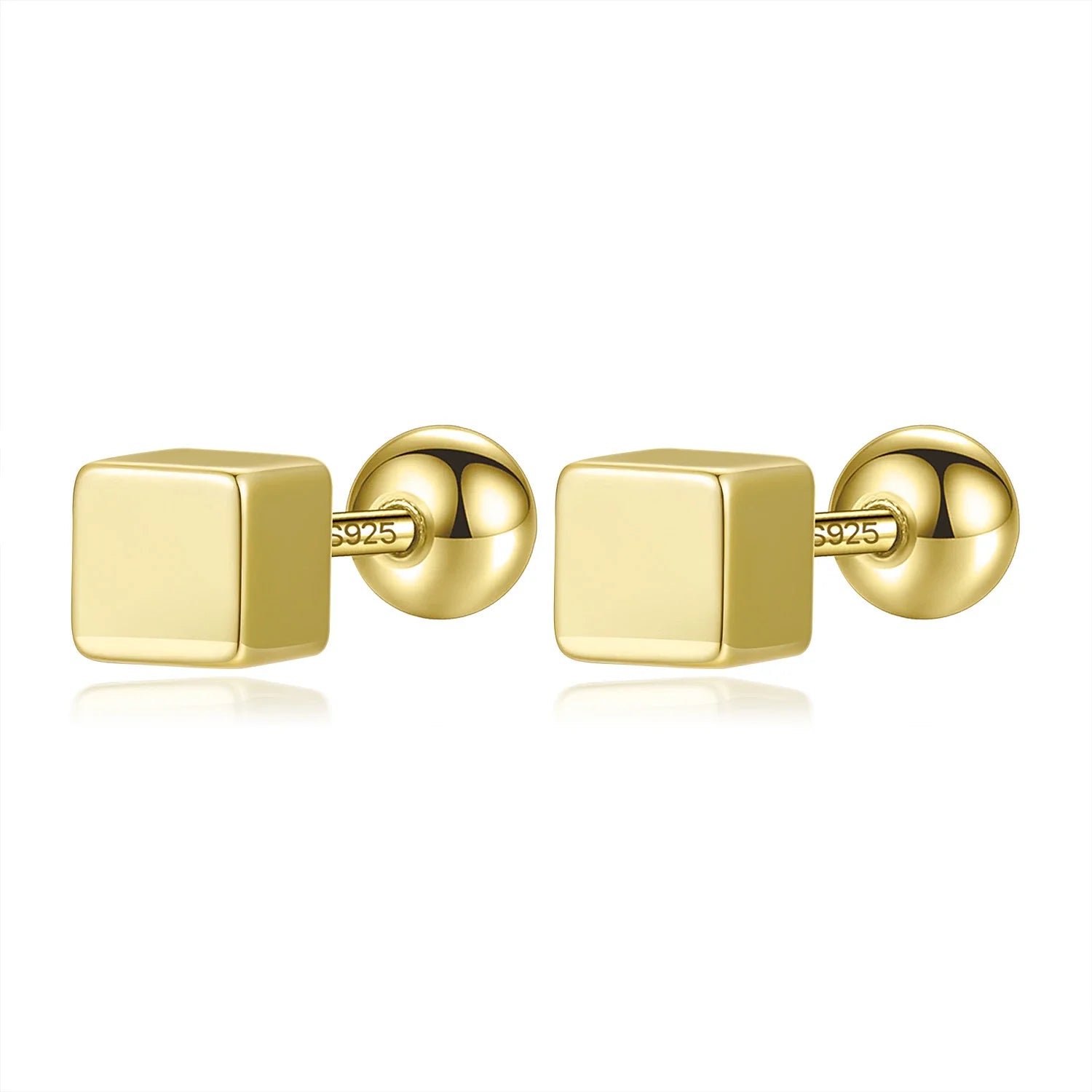 Square Bead Screw Stud Earrings DA2838