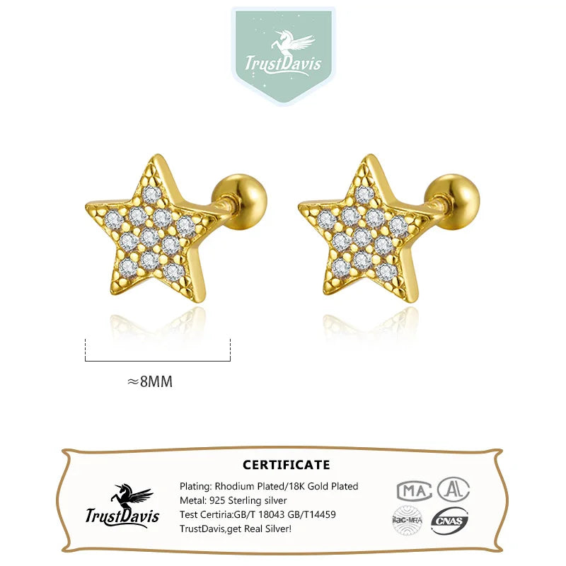 Geometric Zircon Screw Stud Earrings DS4644
