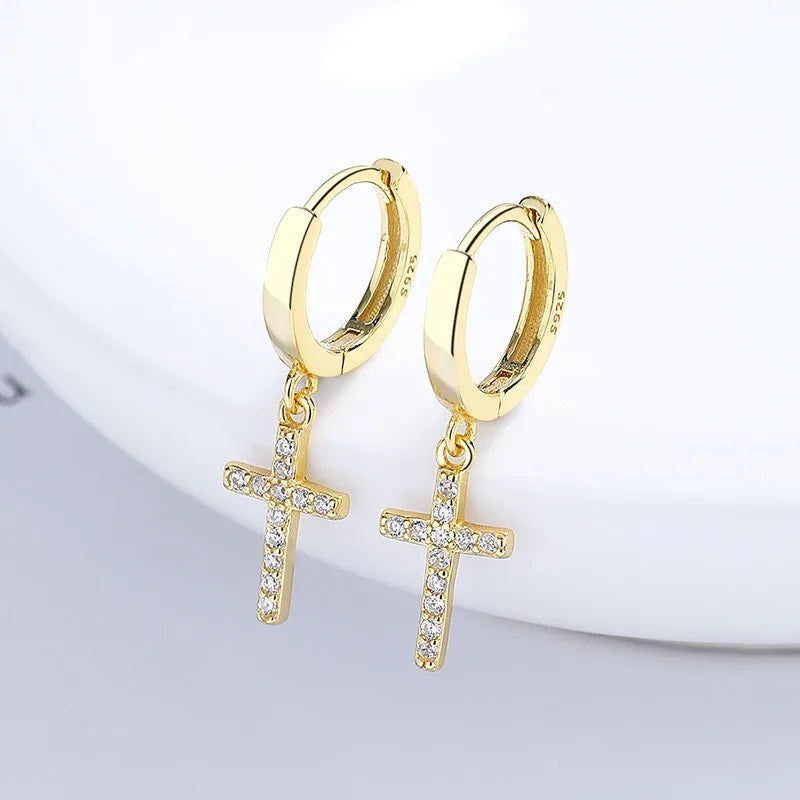 Cross Zircon Hoop Earrings DS5022