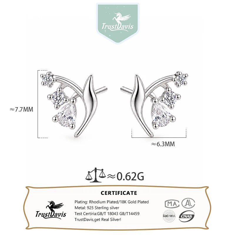 Lily of The Valley Stud Earrings Dainty CZ Floral Earrings DS4996