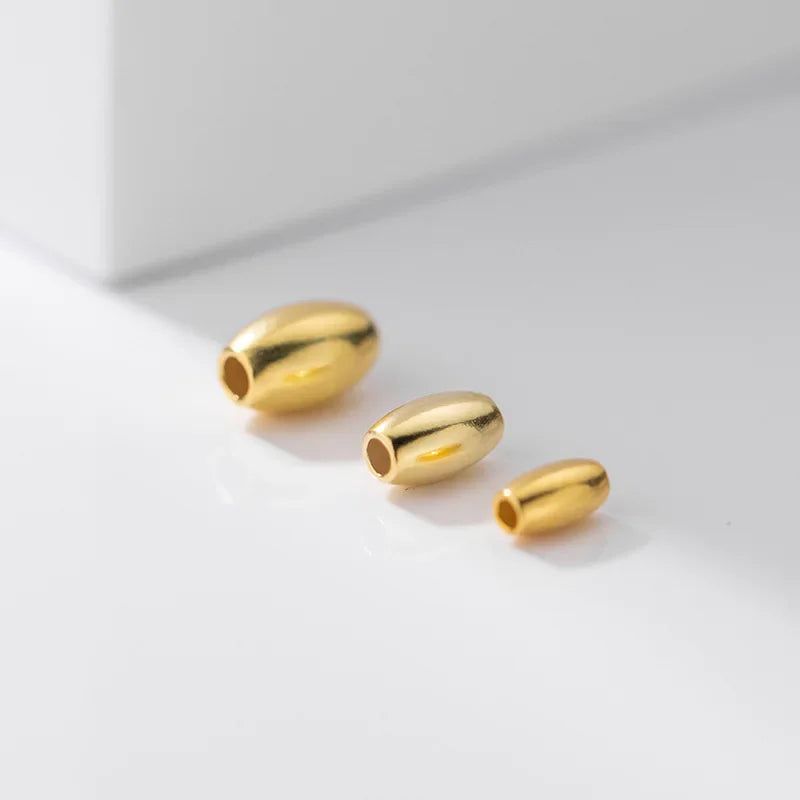 TrustDavis Real 925 Sterling Silver  Glossy Olive Beads Separator Beads DIY Fit Bracelet Necklace Accessories Fine Jewelry HY985