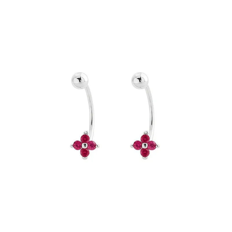 Four Leaf Clover Earring Multicolor Cubic Zircon Screw Earrings DS5006