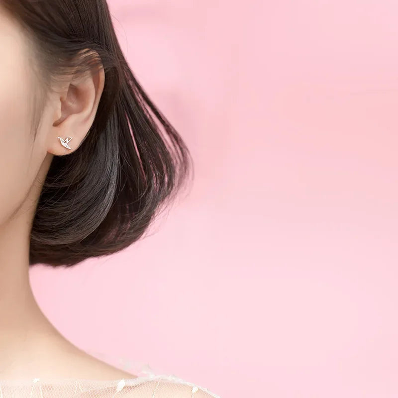 Small Papercranes Zioc Stud Earrings  DA697