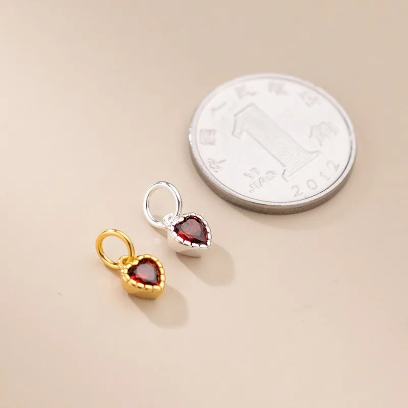 TrustDavis 925 Sterling Silver Fashion Cute Colorful Zircon Heart Pendant DIY Necklace Bracelet Accessories Fine Jewelry DZ1844