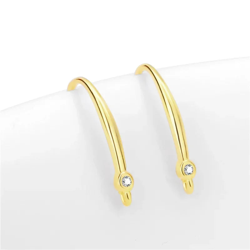 TrustDavis Real 925 Sterling Silver Fashion Dazzling CZ Opening Handmade Ear Hook Earring DIY Accessories Fine Jewelry HY365