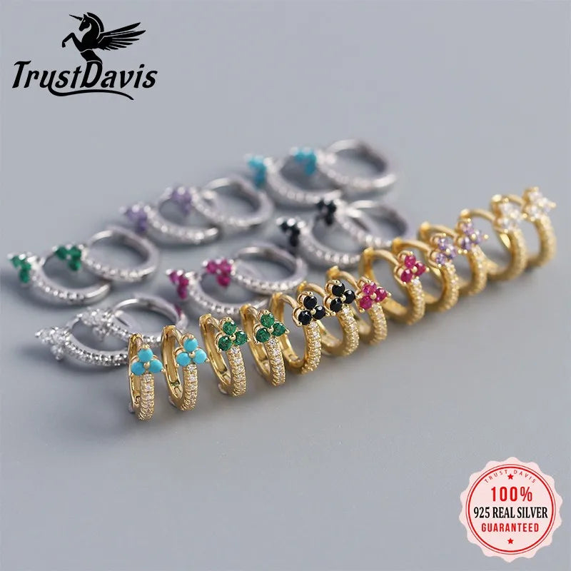 Colored Flower Zircon Earrings DS4843