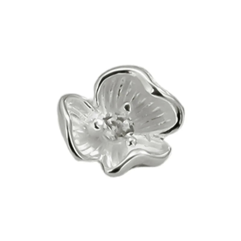 TrustDavis Real 925 Sterling Silver Bracelet Necklace Fashion Zircon Petal Separator Beads DIY Accessories Jewelry Gift DZ1793