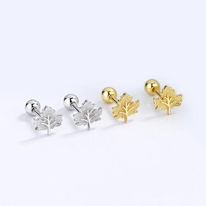 Sweet Ginkgo Maple Leaf Screw Stud Earrings DG0030