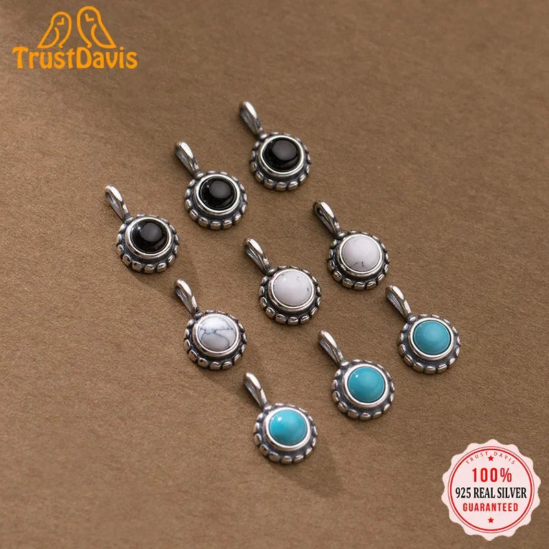 Round Synthetic Stone Pendant Handmade DIY Accessories HY878