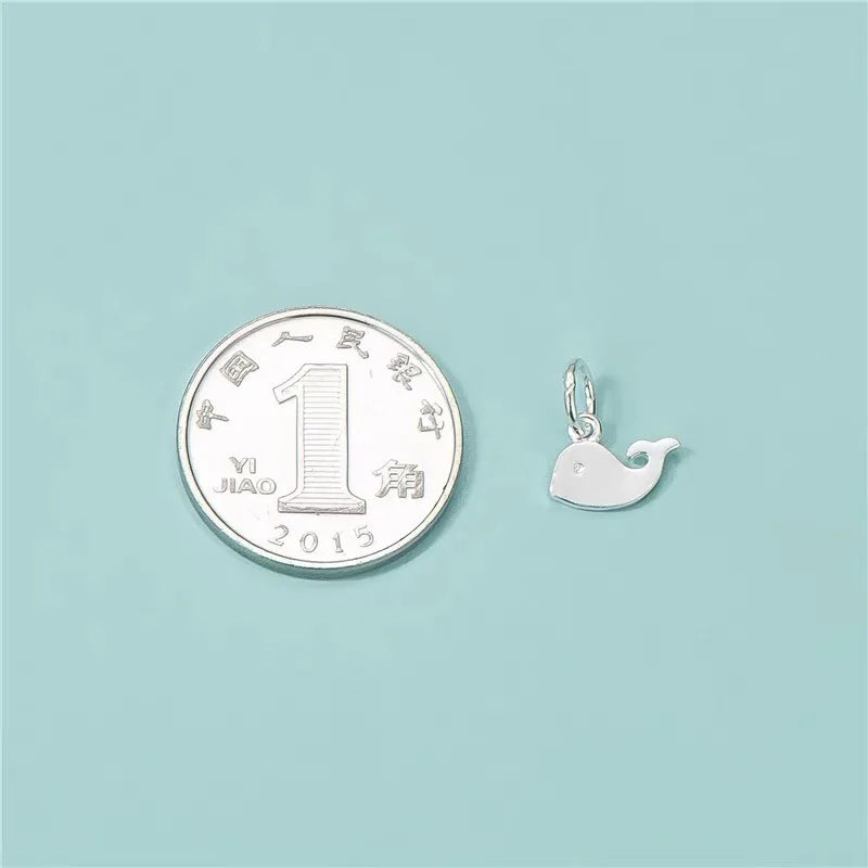 TrustDavis Real 925 Sterling Silver Fashion Little Dolphin Charm Pendant Handmade DIY Accessories Fine Jewelry Wholesale DZ1745