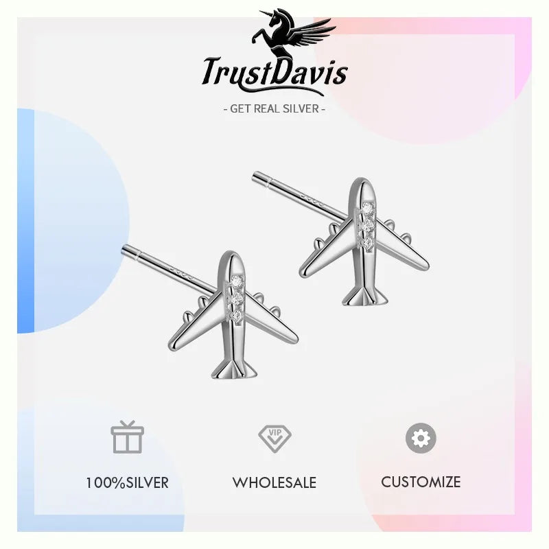 Fashion and Unique Zircon Airplane Earrings for Women DS4972