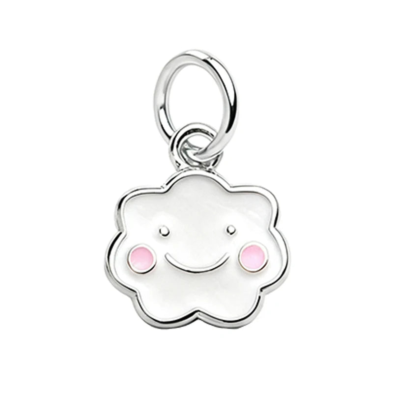 TrustDavis Real 925 Sterling Silver Pendant Handmade DIY Necklace  Cloud Smiley Face Accessories Fine S925 Jewelry Gift DZ1807