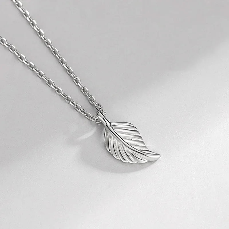 TrustDavis Real 925 Sterling Silver Vintage Leaf Feather Charm Pendant for Women Kids Handmade DIY Accessories Jewelry DH0049