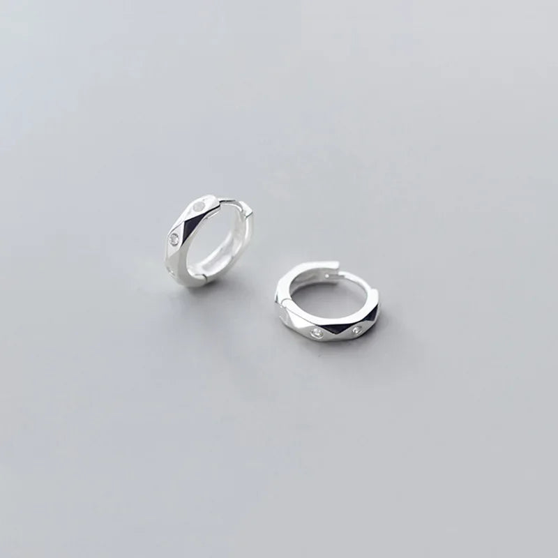 TrustDavis Real 925 Sterling Silver Fashion Geometric Rhombus Unique CZ Hoop Earring For Women Wedding Christmas Jewelry DA2730