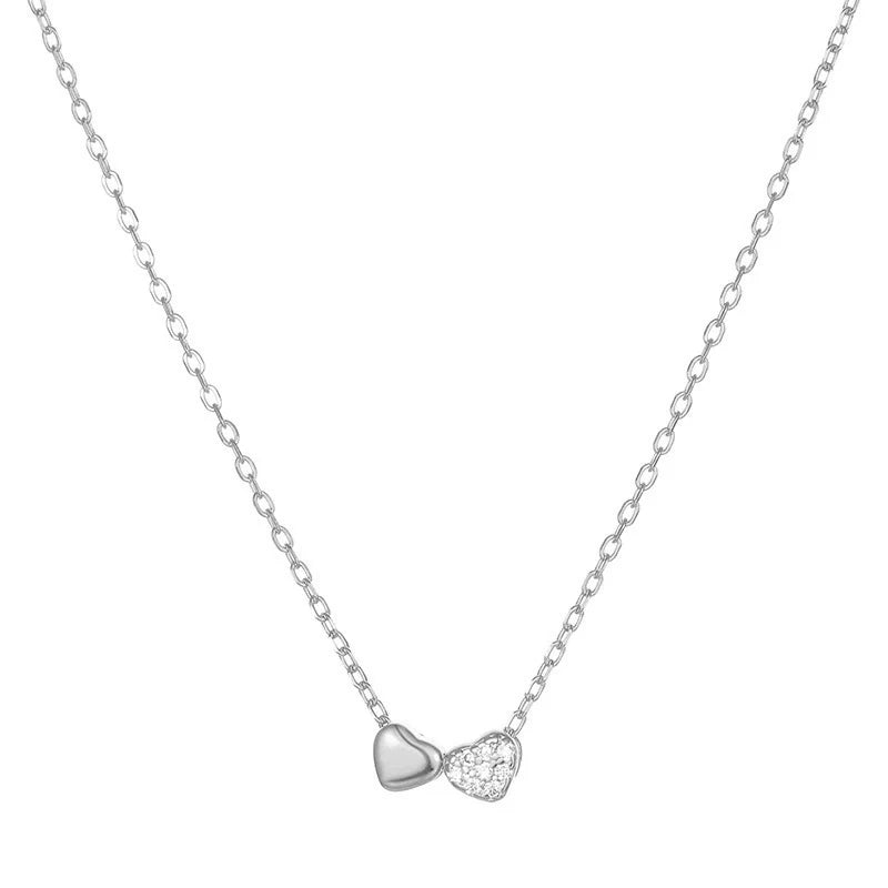 Double Heart Zircon Necklace DS4825
