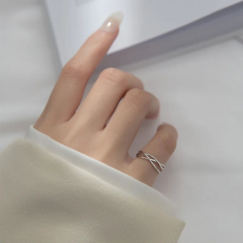 TrustDavis Real 925 Sterling Silver Fashion Sweet Hollow Cross Opening Tail Ring For Women Wedding Party Fine S925 Jewelry DB070