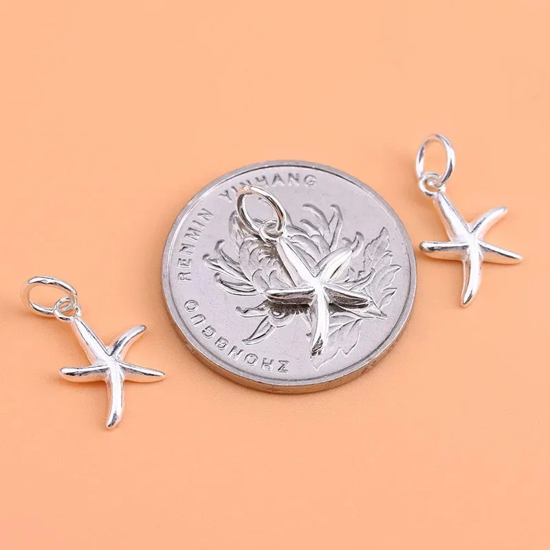 TrustDavis Real 925 Sterling Silver Fashion Sweet Starfish Charm Pendant Handmade DIY Accessories Fine Jewelry Wholesale HY127