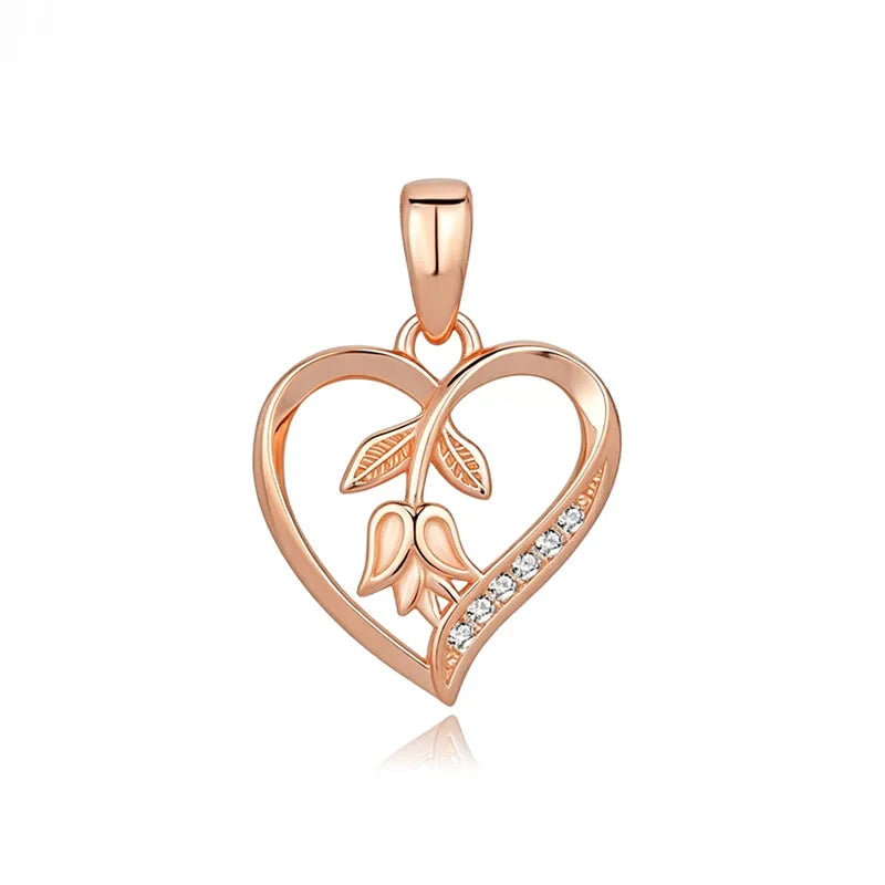 Heart Flowers Silver Pendant DZ1903