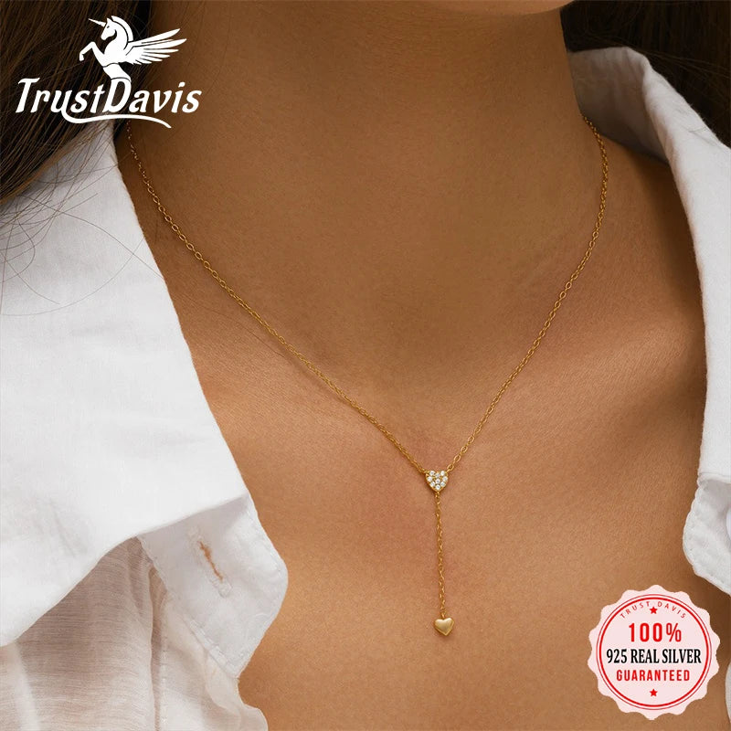 Tassel Y-shaped Heart Zircon Necklace DS4767