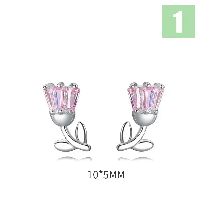 TrustDavis Girls 925 Sterling Silver Elegant Flower Stud Earrings For Women Daughter Girls Birthday Gift Jewelry DS4181